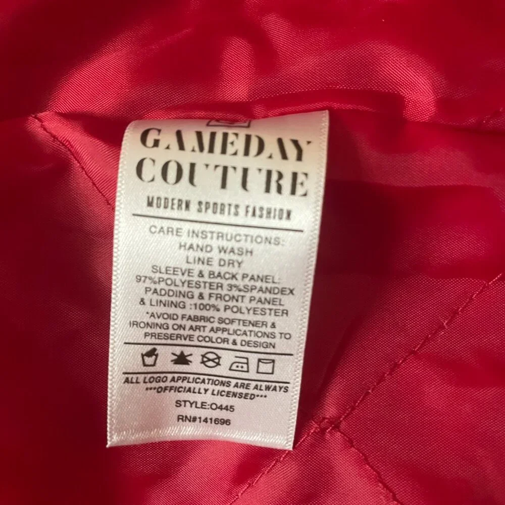 ALABAMA MIXED MEDIA THROWBACK BOMBER JACKET/RHINESTONE BY MADI P.T. - Picture 9 of 15